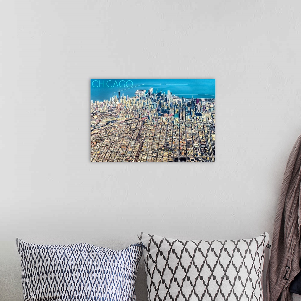A bohemian room featuring Chicago, Illinois, Aerial of Downtown