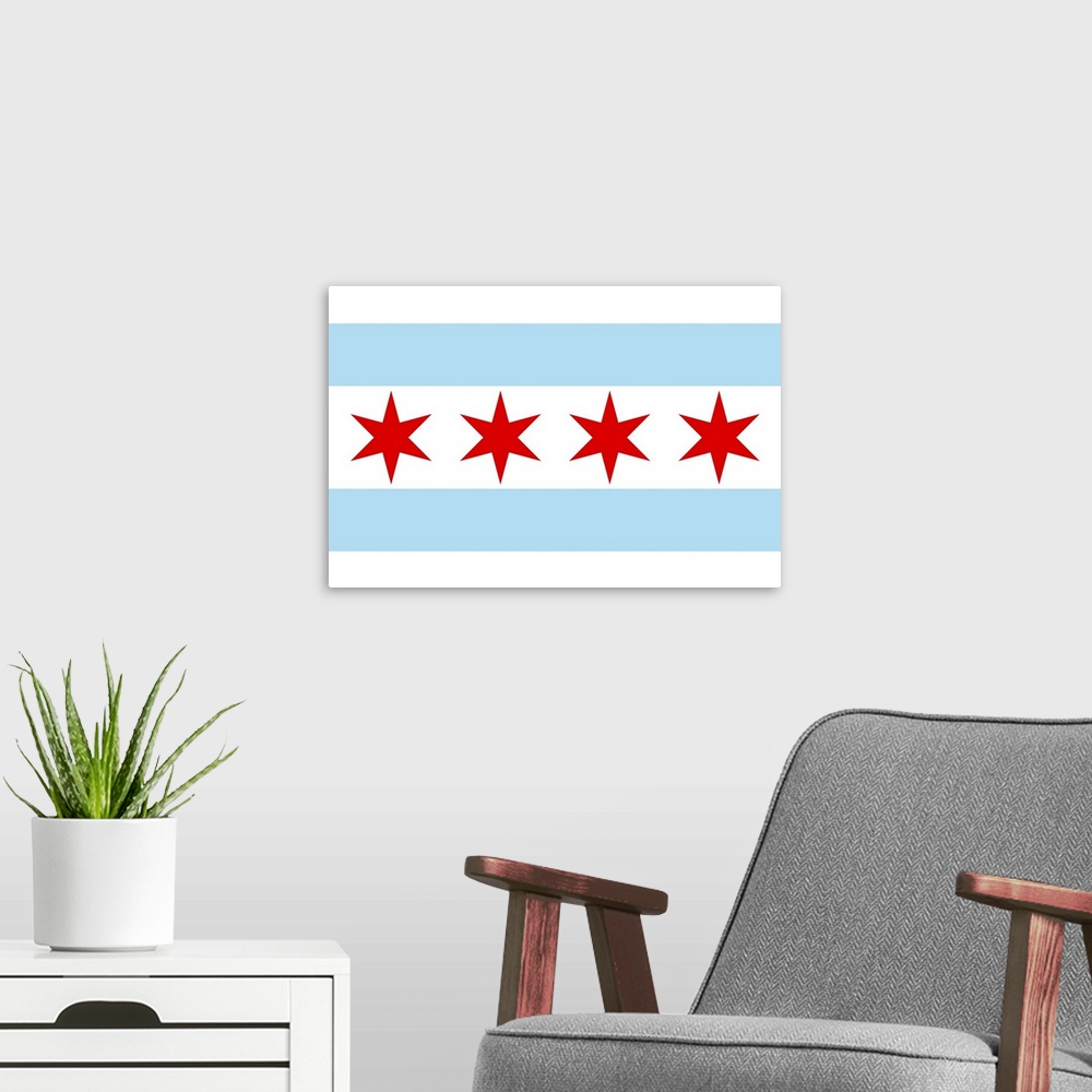 A modern room featuring Chicago, Illinois, Flag (Version #2)