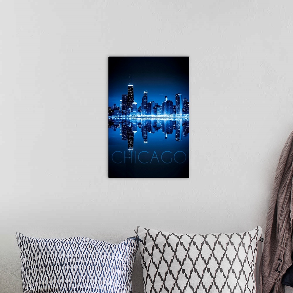 A bohemian room featuring Chicago, Illinois, Skyline at Night