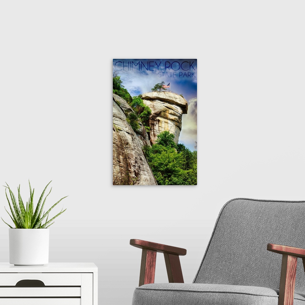 A modern room featuring Chimney Rock State Park, North Carolina, Chimney Rock Close Up