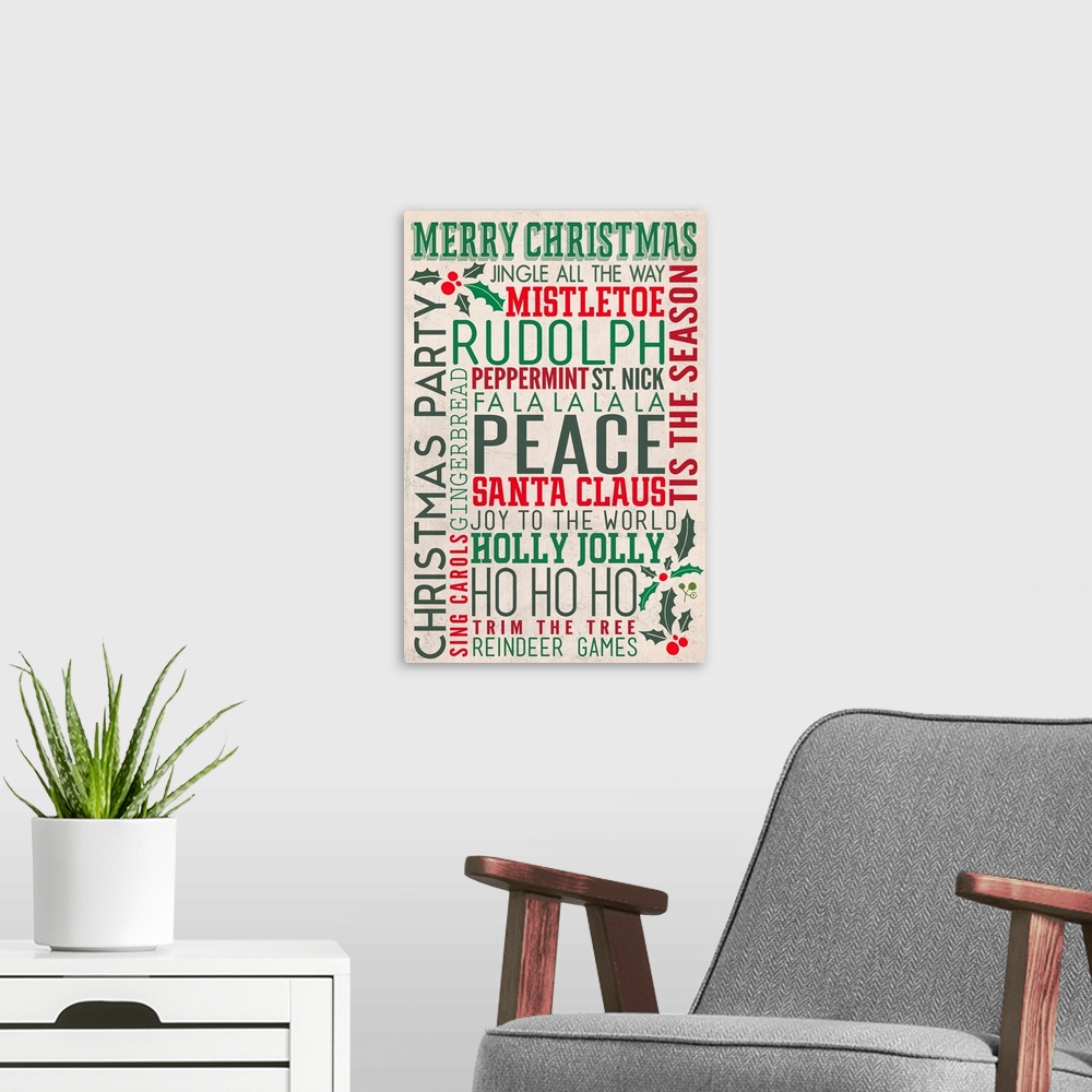A modern room featuring Christmas Typography
