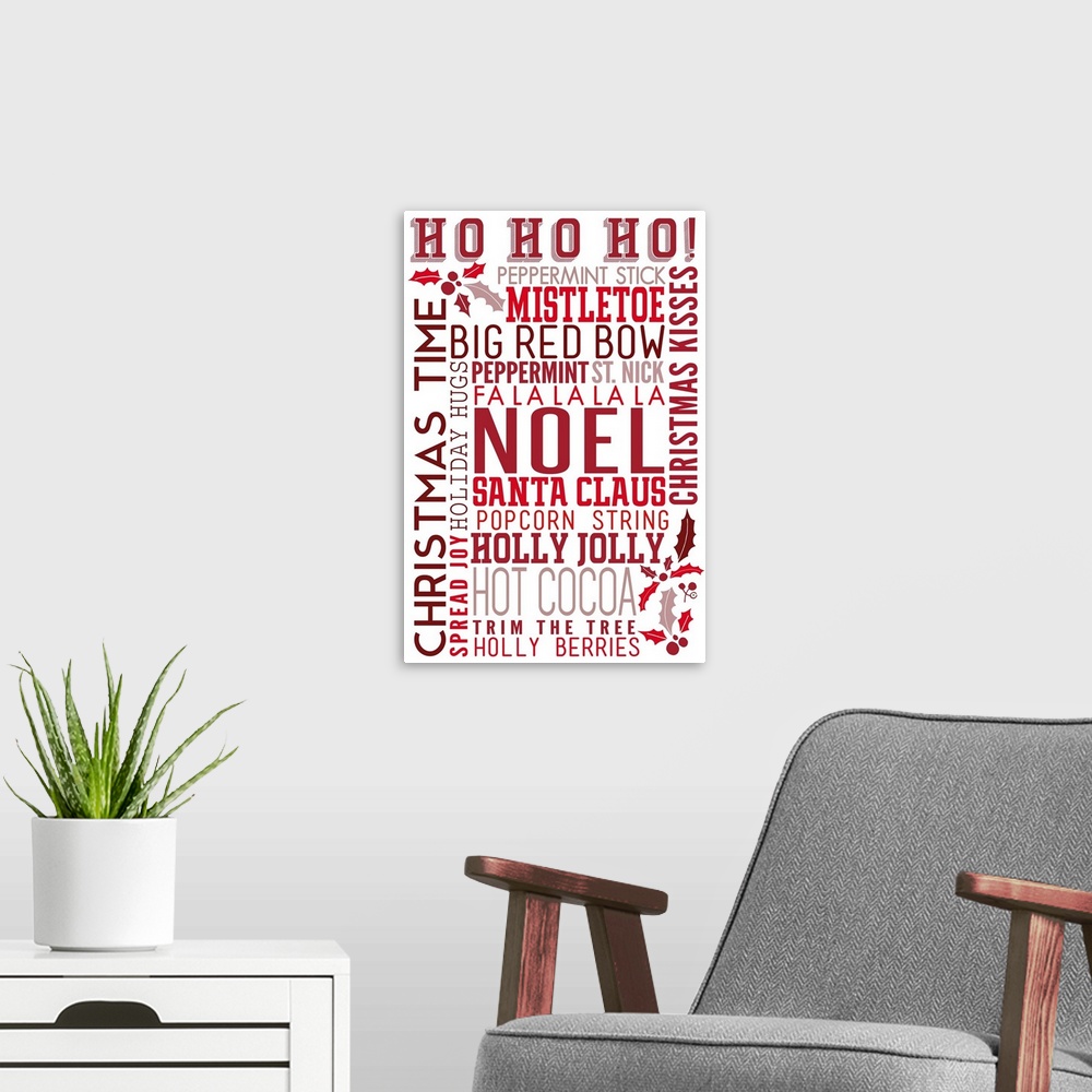 A modern room featuring Christmas Typography Artwork