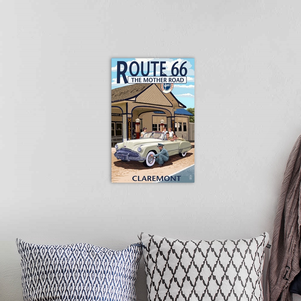 A bohemian room featuring Claremont, California, Route 66, Service Station