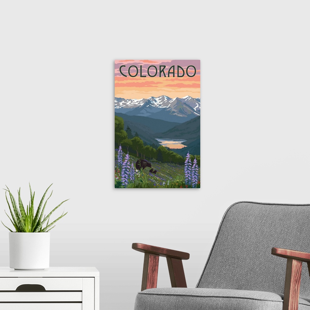 A modern room featuring Colorado - Bear and Spring Flowers