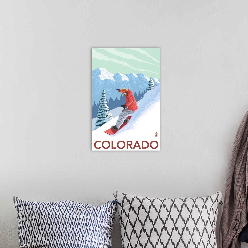 A bohemian room featuring Colorado - Downhill Snowboarder