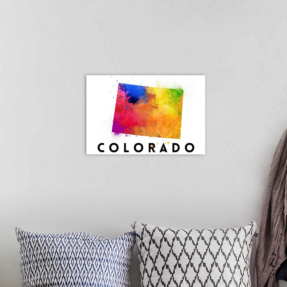 A bohemian room featuring Colorado - State Abstract Watercolor