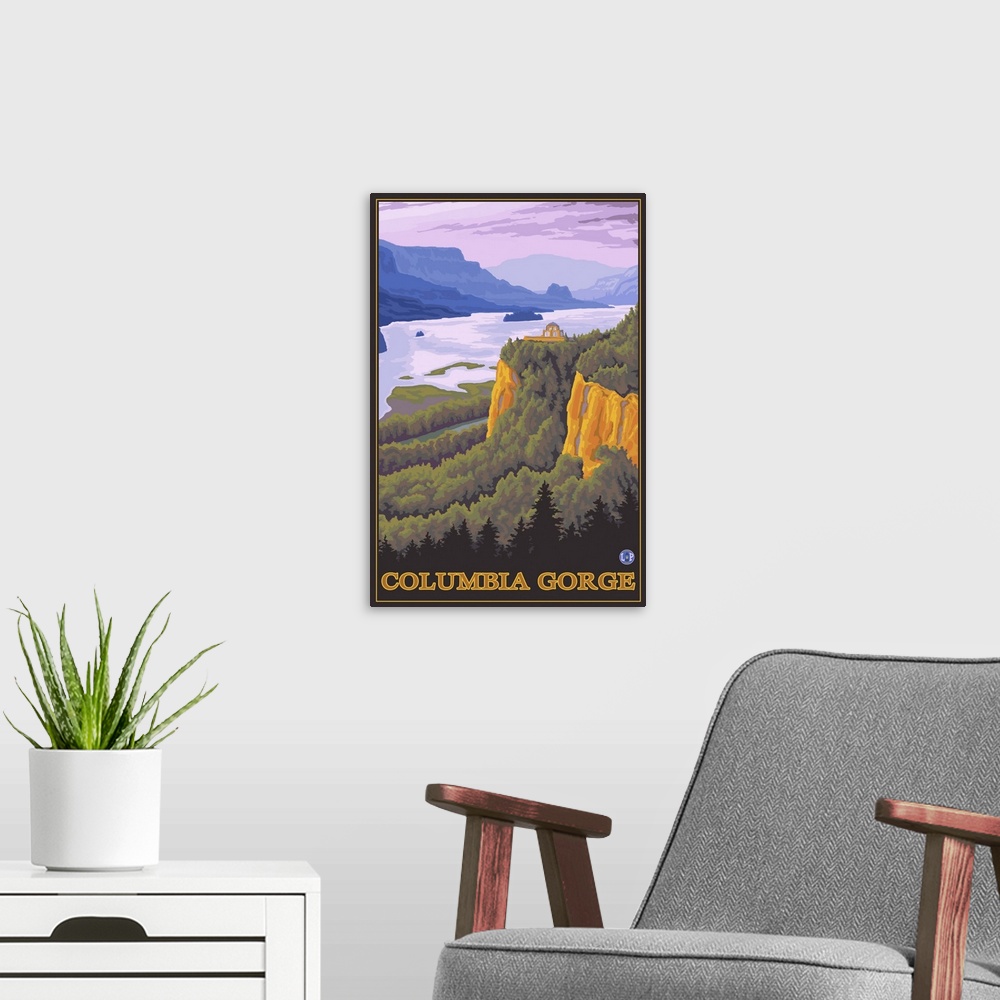 A modern room featuring Columbia Gorge, Oregon and Washington: Retro Travel Poster