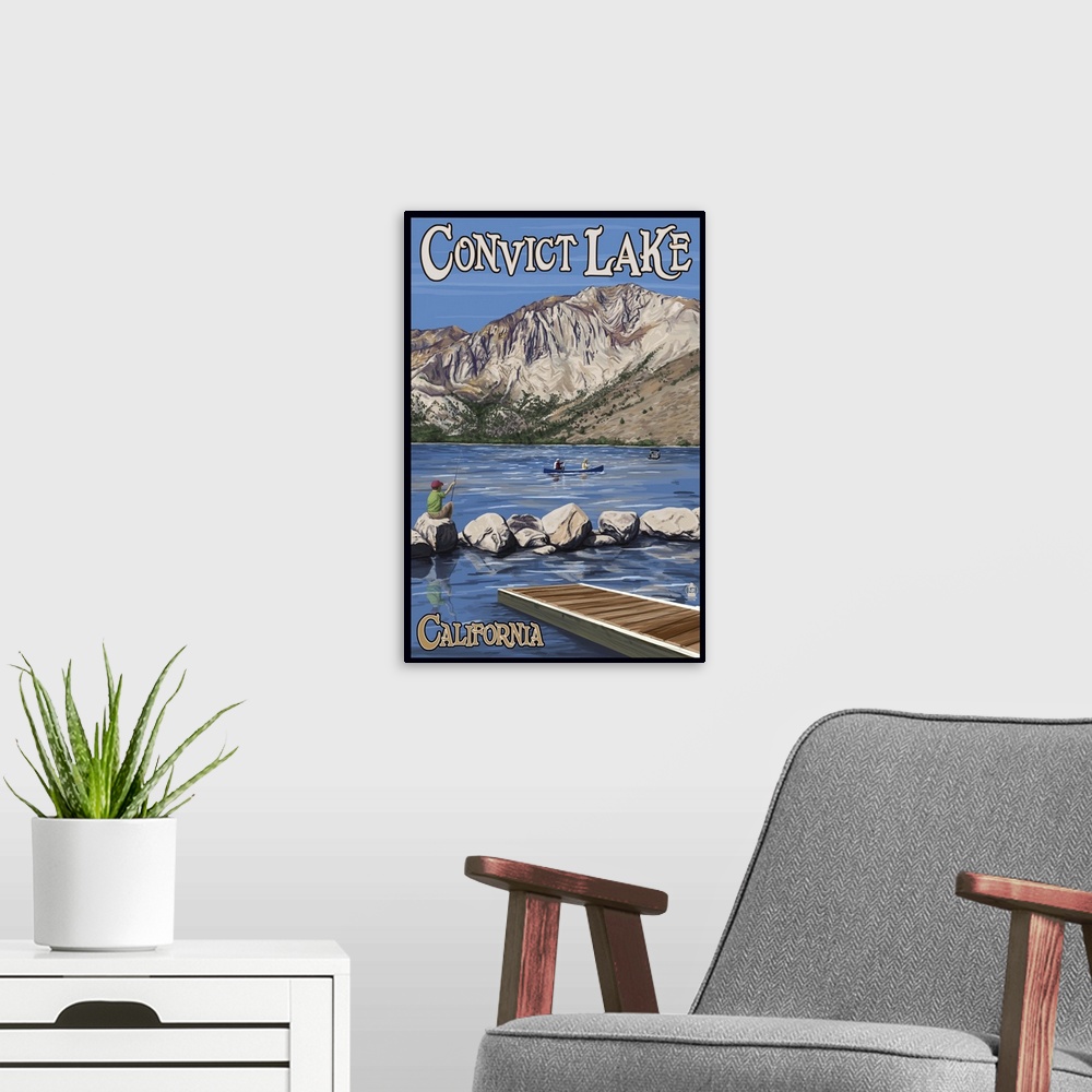 A modern room featuring Convict Lake, California Scene: Retro Travel Poster
