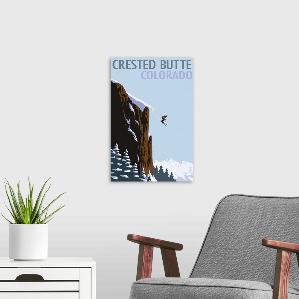 A modern room featuring Crested Butte, Colorado, Skier Jumping
