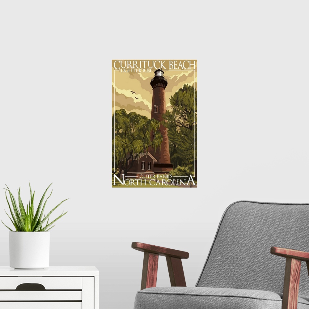 A modern room featuring Currituck Lighthouse, Outer Banks, North Carolina