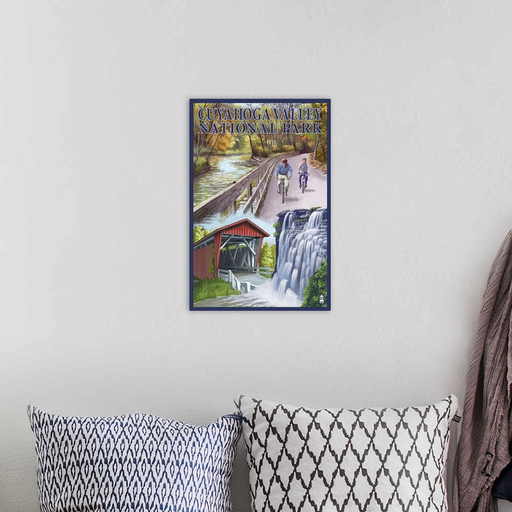 A bohemian room featuring Cuyahoga Valley National Park, Ohio Views: Retro Travel Poster