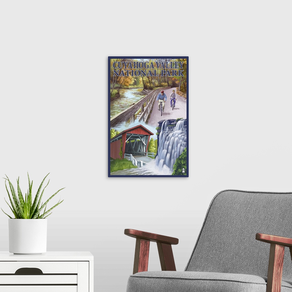A modern room featuring Cuyahoga Valley National Park, Ohio Views: Retro Travel Poster