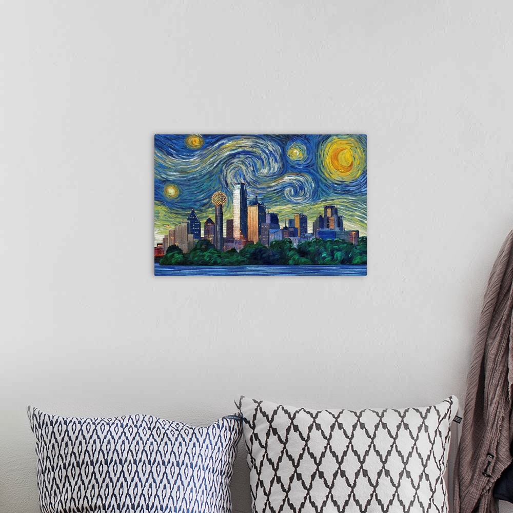 A bohemian room featuring Dallas, Texas - Starry Night City Series