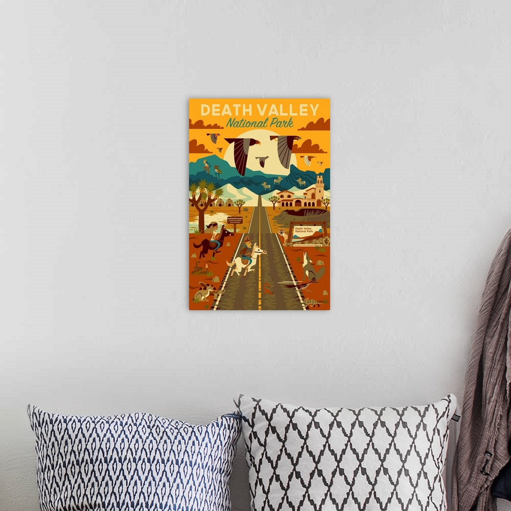 A bohemian room featuring Death Valley National Park, Adventure: Graphic Travel Poster