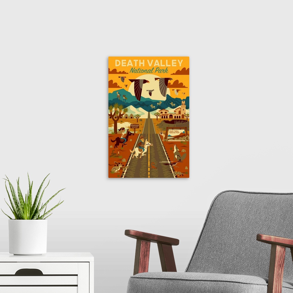 A modern room featuring Death Valley National Park, Adventure: Graphic Travel Poster
