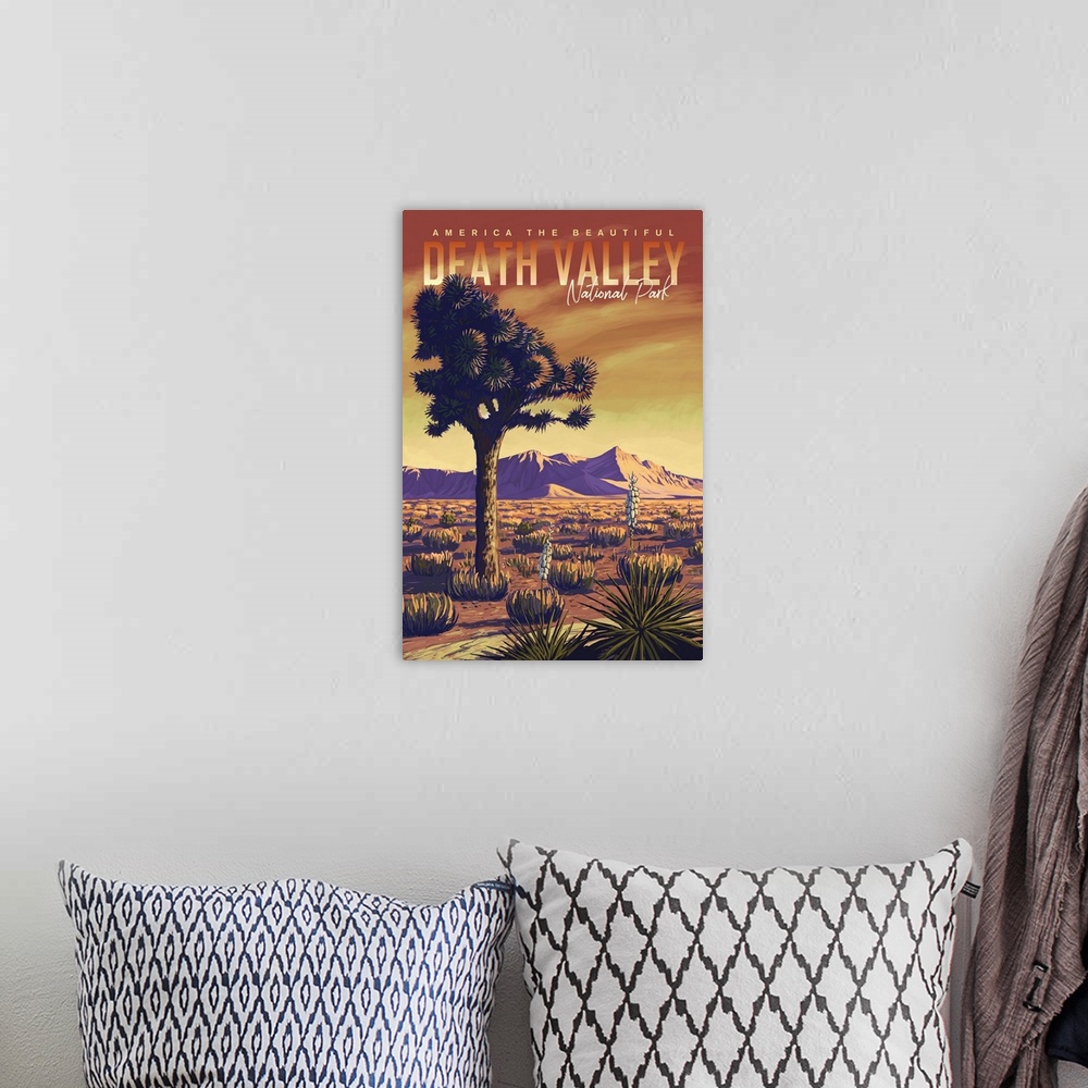 A bohemian room featuring Death Valley National Park, America The Beautiful: Retro Travel Poster