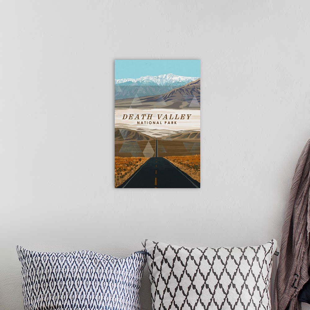 A bohemian room featuring Death Valley National Park, Open Road: Retro Travel Poster