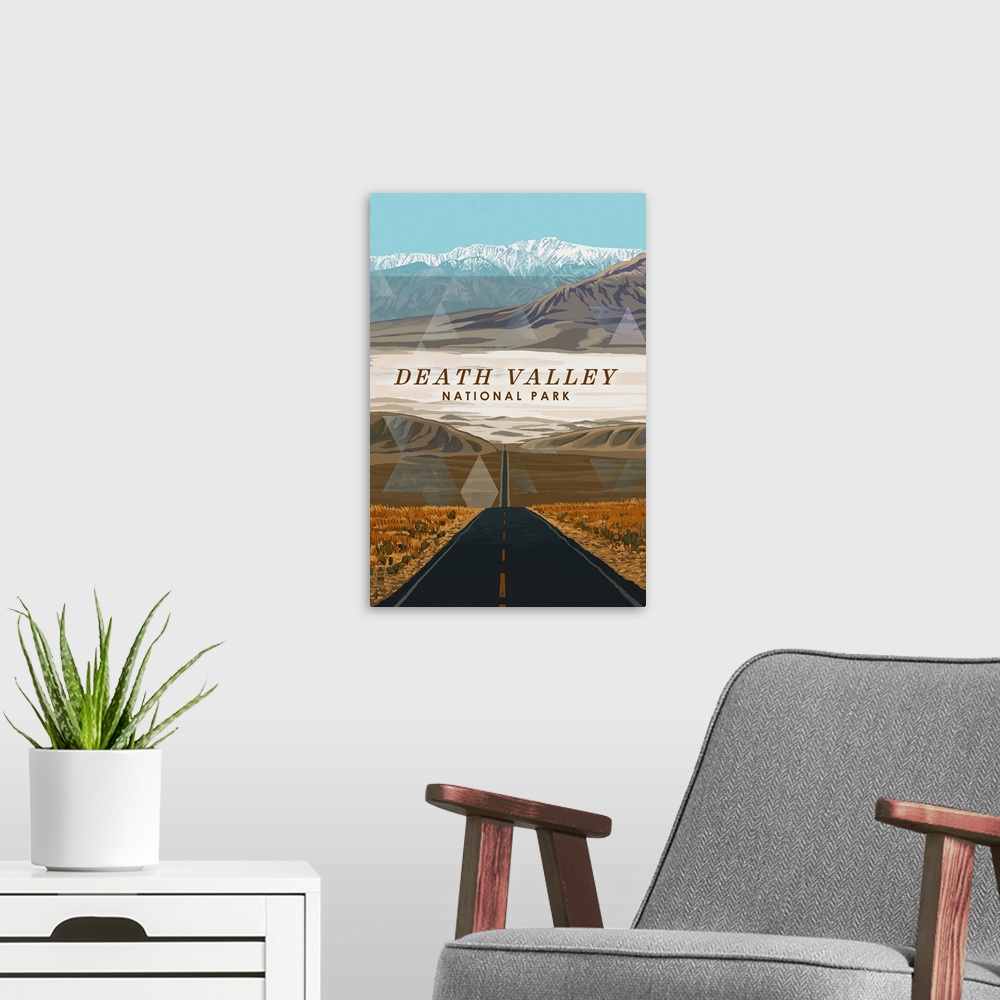 A modern room featuring Death Valley National Park, Open Road: Retro Travel Poster