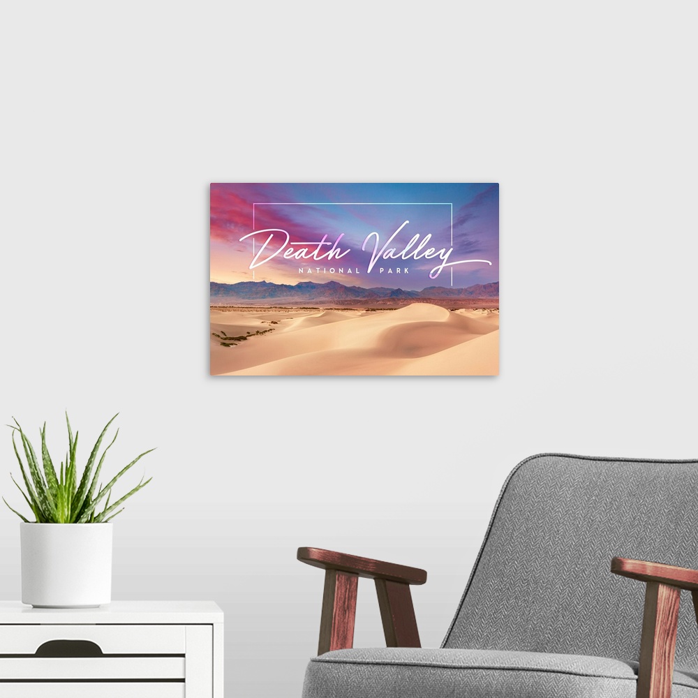 A modern room featuring Death Valley National Park, Sunset Dunes: Travel Poster