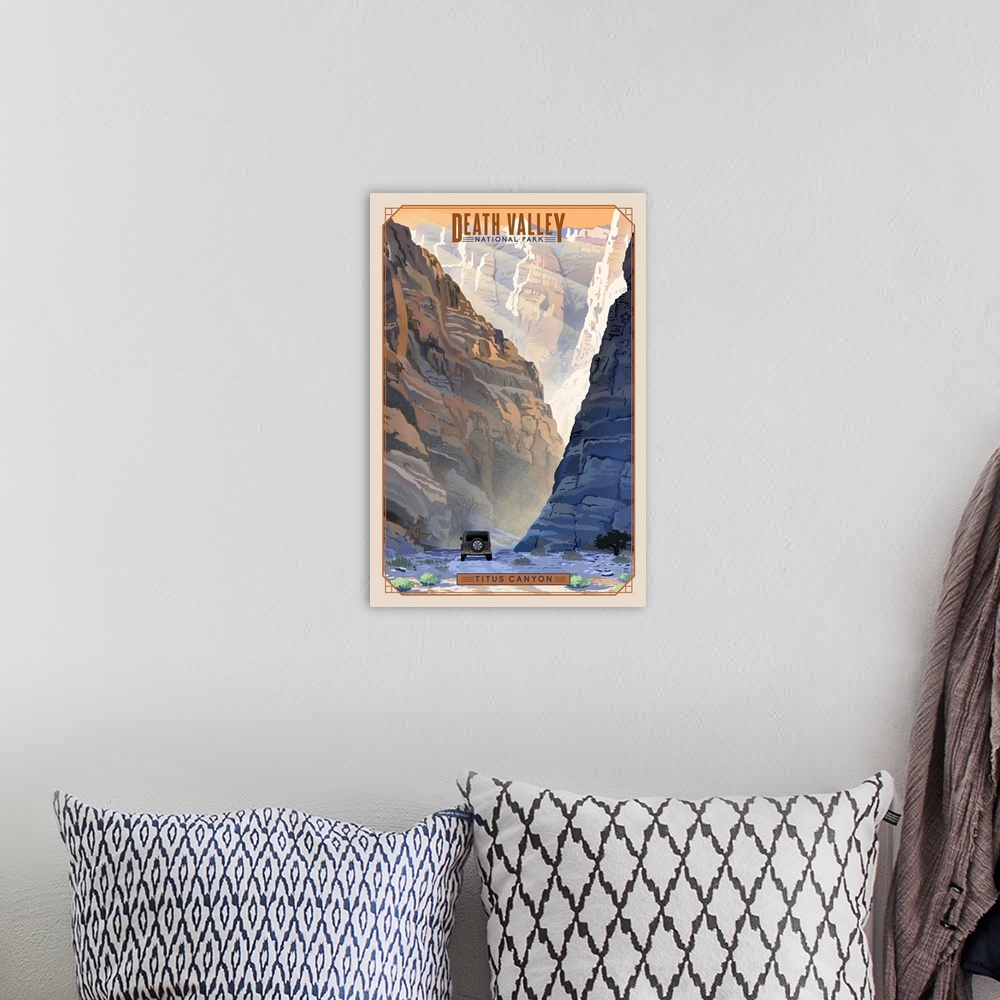 A bohemian room featuring Death Valley National Park, Titus Canyon: Retro Travel Poster