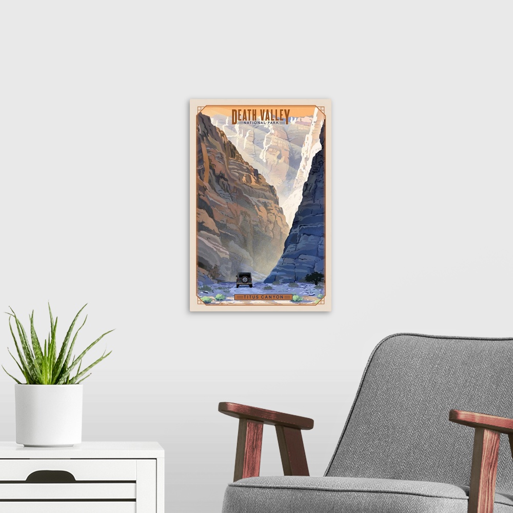 A modern room featuring Death Valley National Park, Titus Canyon: Retro Travel Poster
