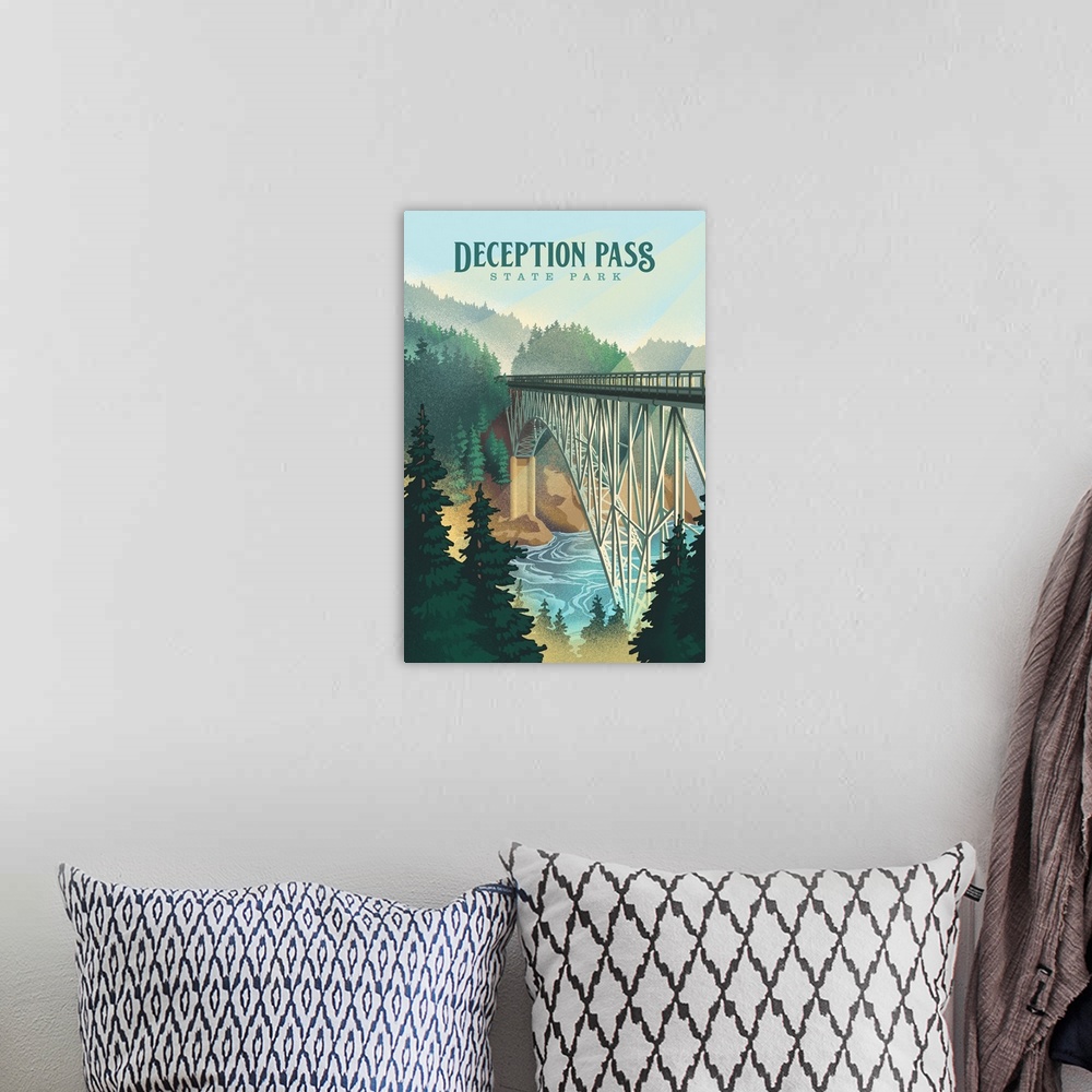A bohemian room featuring Deception Pass State Park, Washington - Lithograph