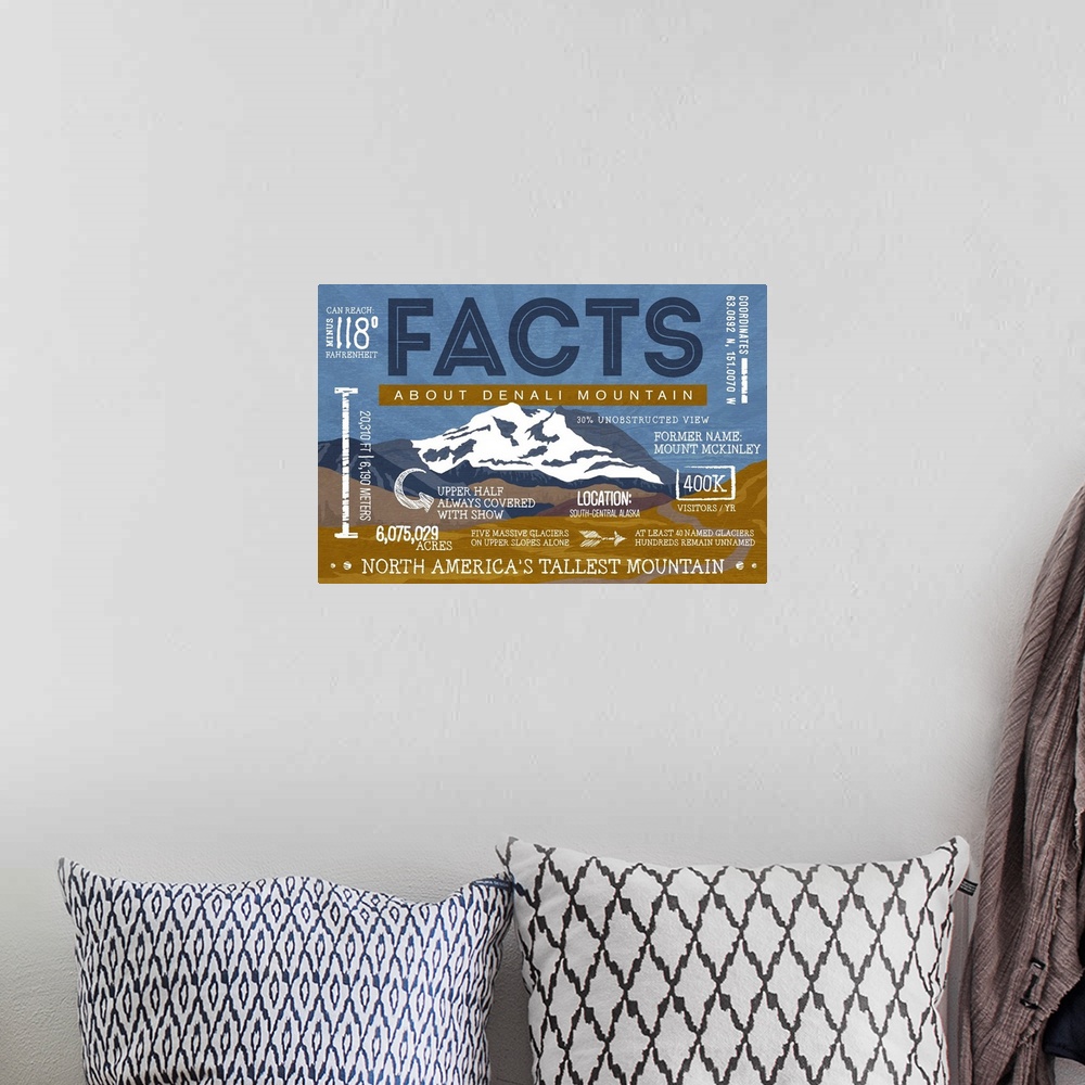A bohemian room featuring Denali Mountain, Alaska - Facts About the Mountain