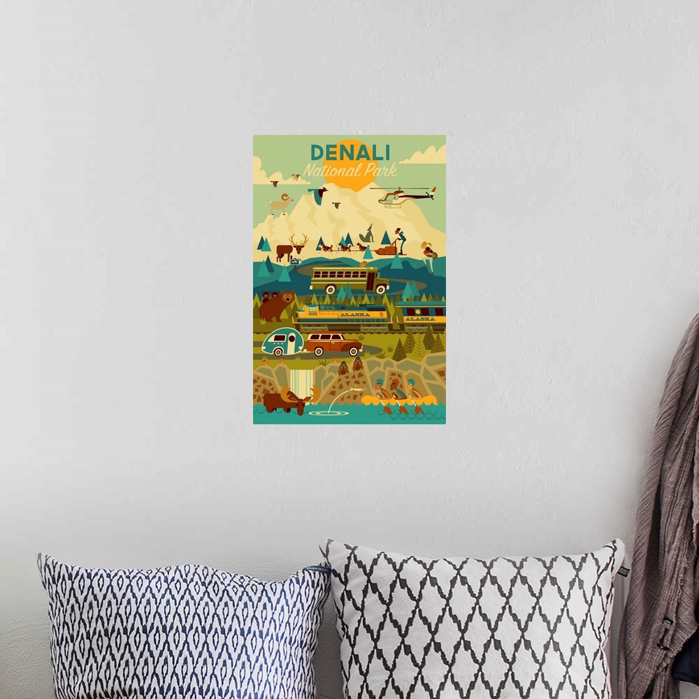 A bohemian room featuring Denali National Park and Preserve, Adventure: Graphic Travel Poster