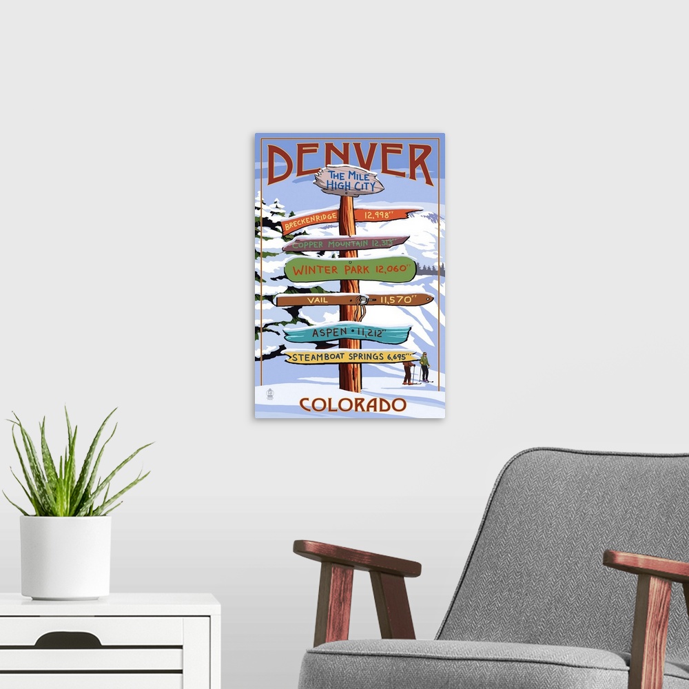 A modern room featuring Denver, Colorado - Destinations Sign