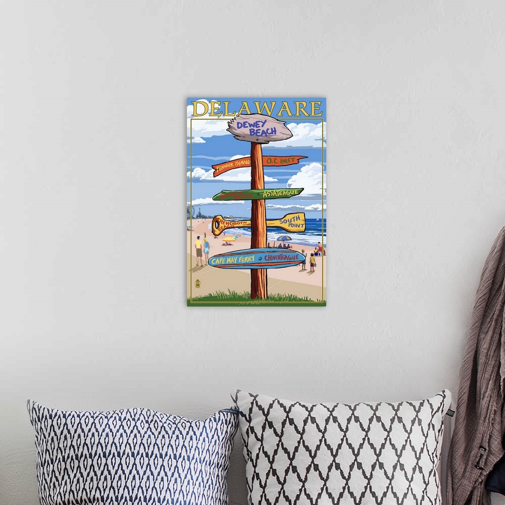 A bohemian room featuring Dewey Beach, Delaware, Destination Signpost