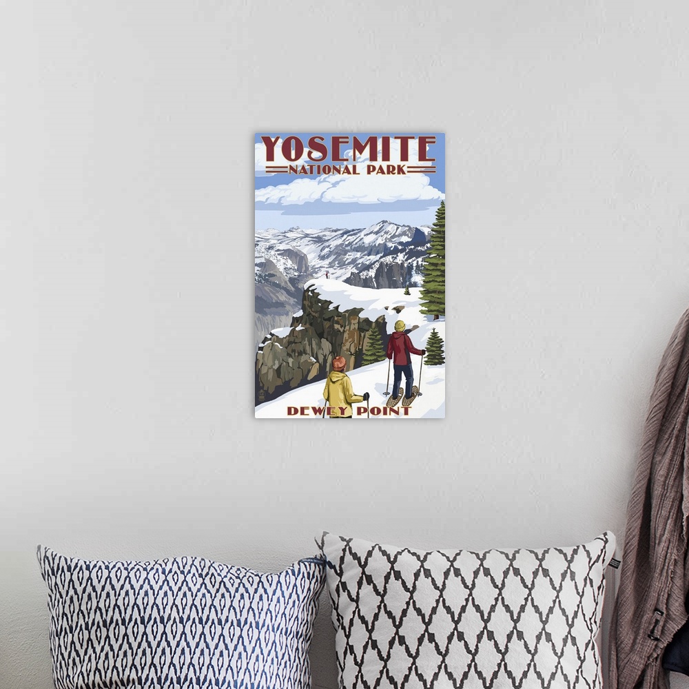 A bohemian room featuring Dewey Point - Yosemite National Park, California: Retro Travel Poster