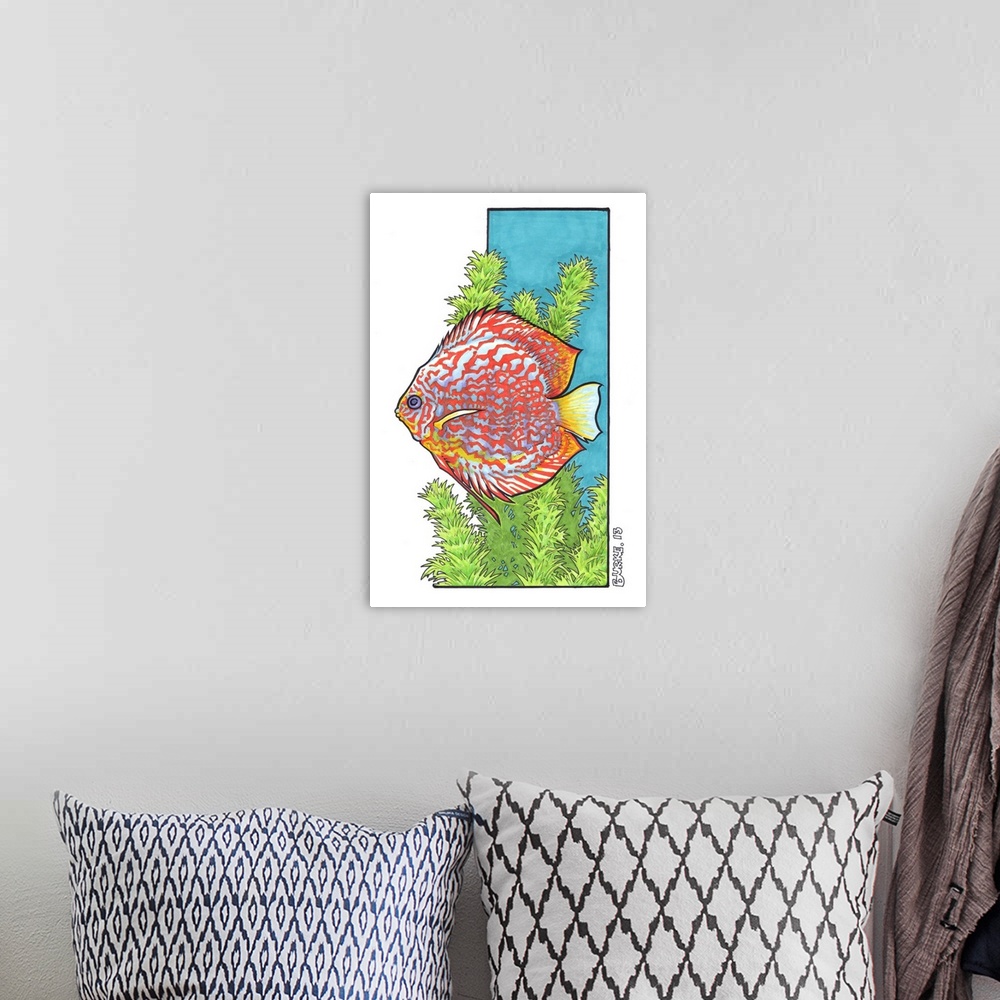A bohemian room featuring Discus Fish