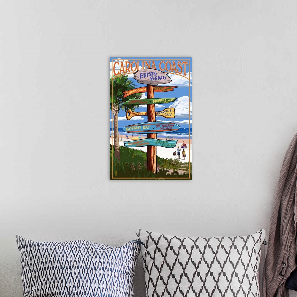 A bohemian room featuring Edisto Beach, South Carolina - Sign Destinations: Retro Travel Poster