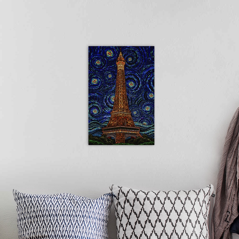 A bohemian room featuring Eiffel Tower - Mosaic