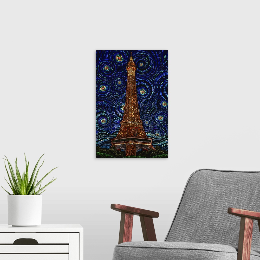 A modern room featuring Eiffel Tower - Mosaic