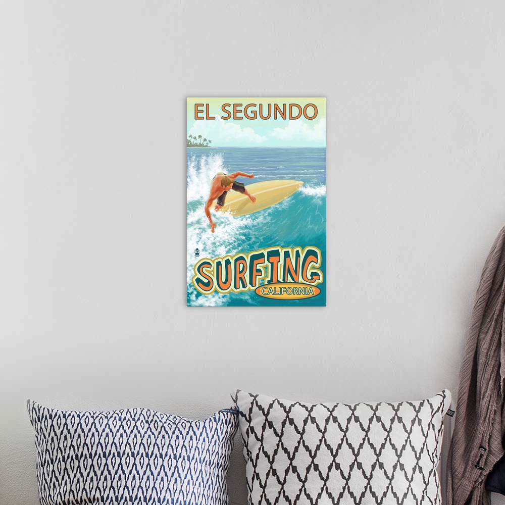 A bohemian room featuring El Segundo, California - Surfer: Retro Travel Poster