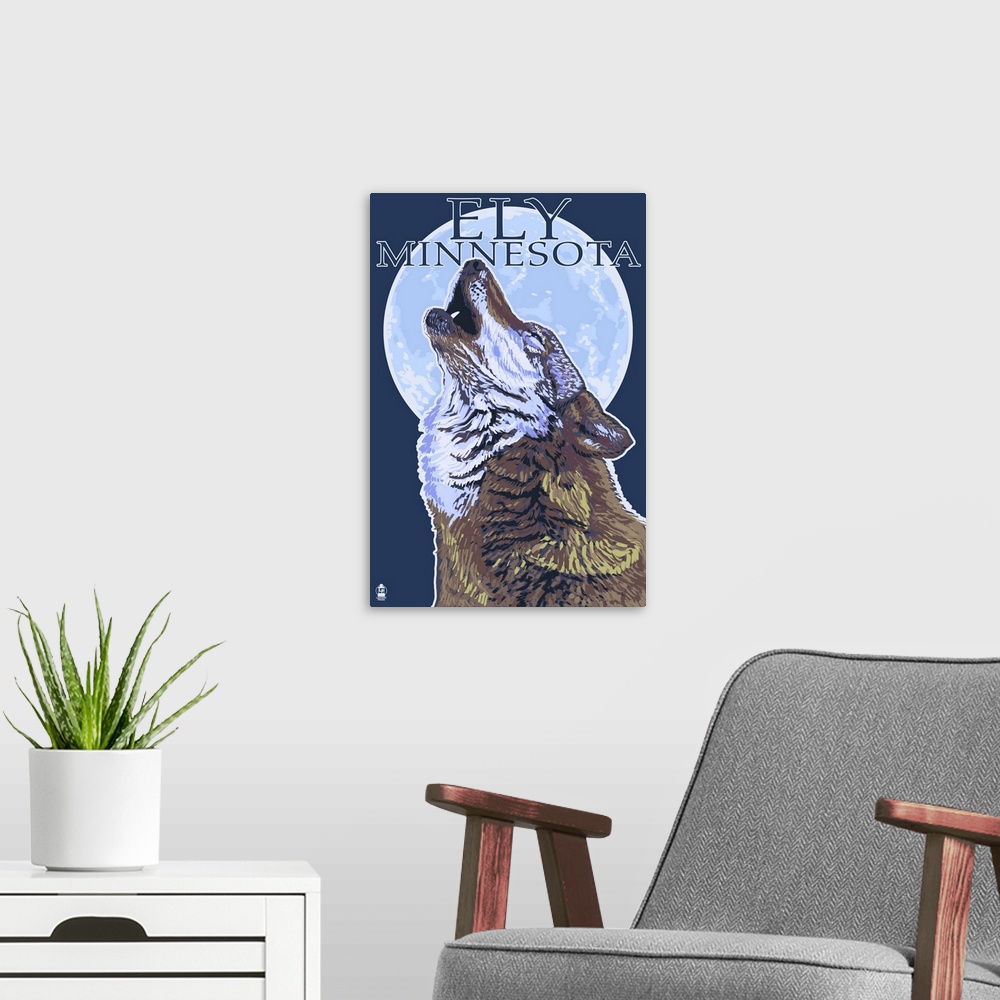 A modern room featuring Ely, Minnesota, Wolf Howling