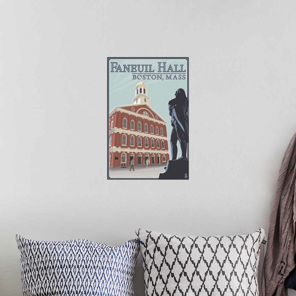 A bohemian room featuring Faneuil Hall - Boston, MA: Retro Travel Poster
