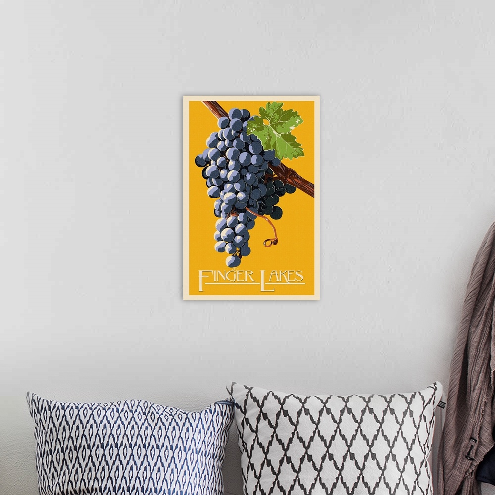 A bohemian room featuring Finger Lakes, New York, Wine Grapes, Letterpress