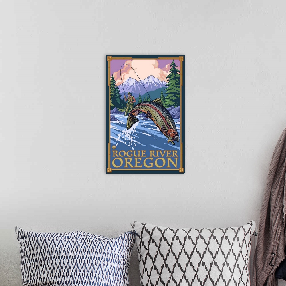 A bohemian room featuring Fishing Scene, Rogue River, Oregon