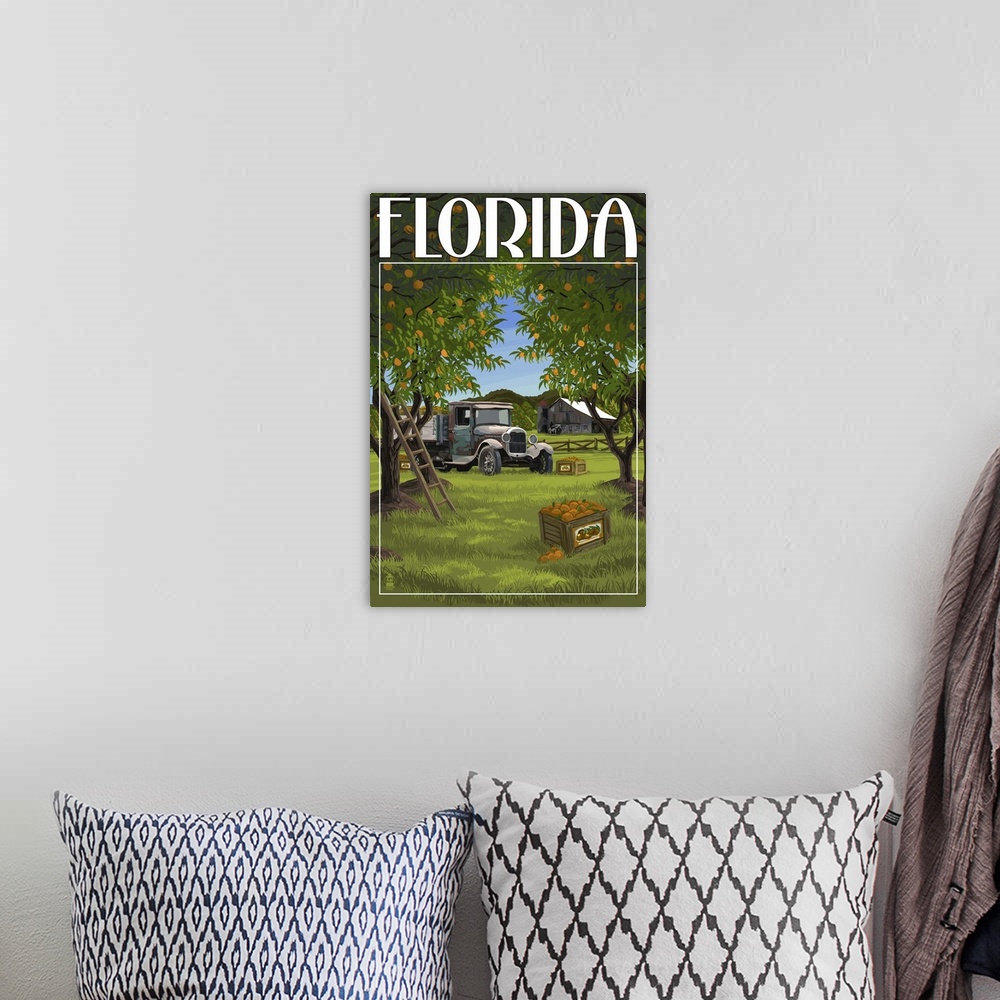 A bohemian room featuring Florida, Orange Grove with Truck