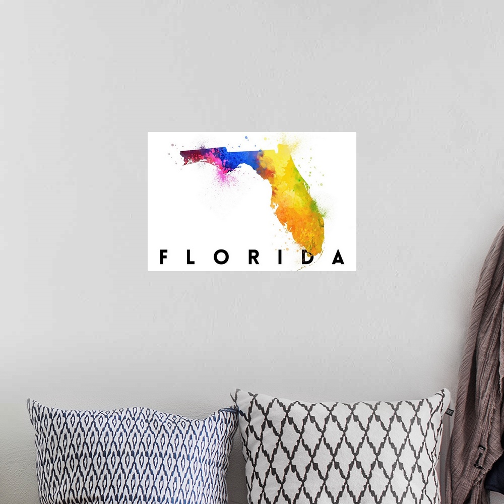 A bohemian room featuring Florida - State Abstract Watercolor