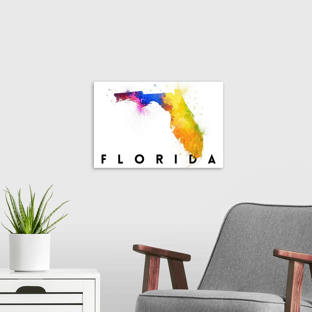 A modern room featuring Florida - State Abstract Watercolor