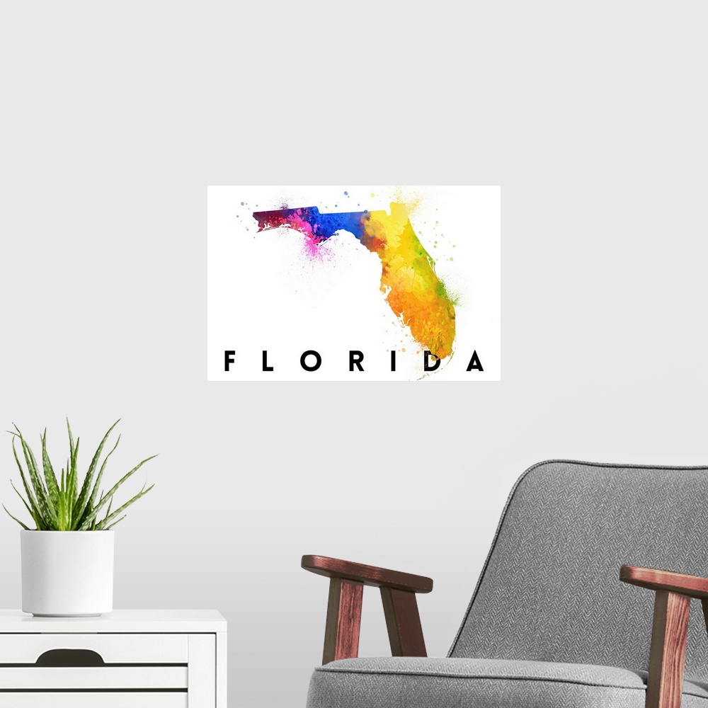 A modern room featuring Florida - State Abstract Watercolor