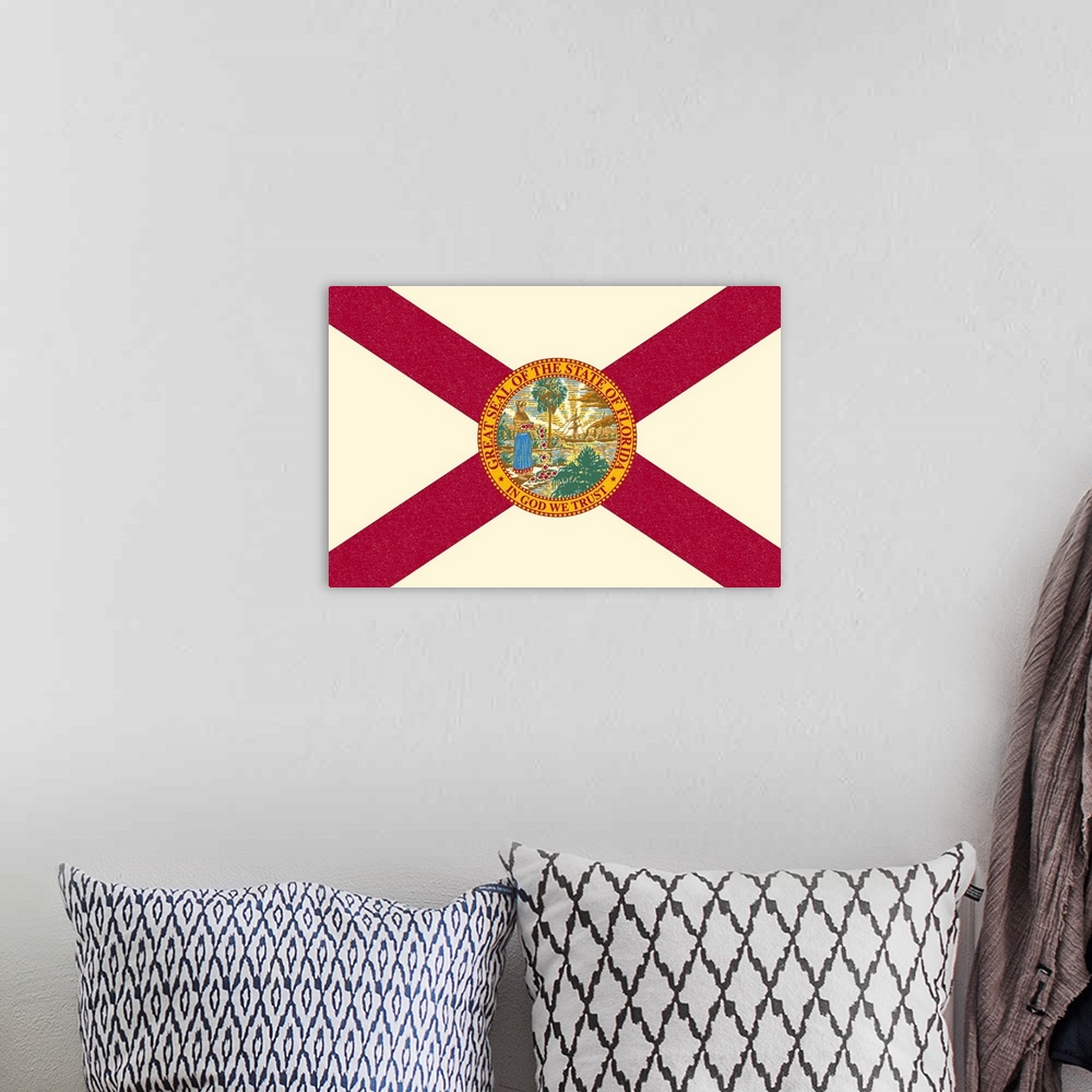 A bohemian room featuring Florida State Flag
