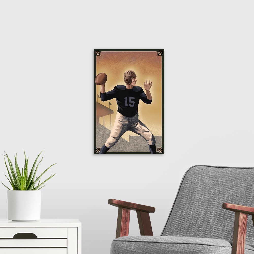 A modern room featuring Football, Quarterback