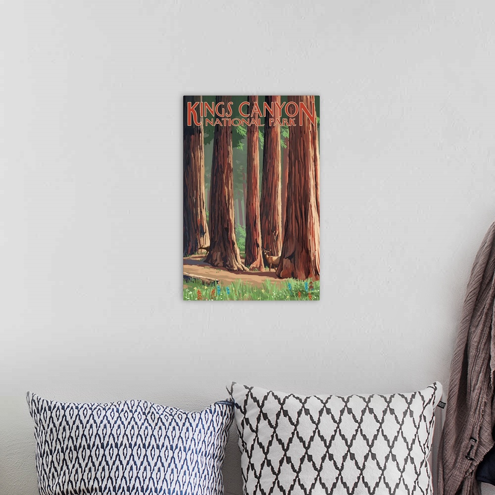 A bohemian room featuring Forest Grove in Spring - Kings Canyon National Park, California: Retro Travel Poster