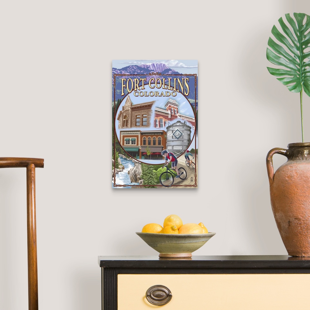 A traditional room featuring Fort Collins, Colorado Scenes: Retro Travel Poster