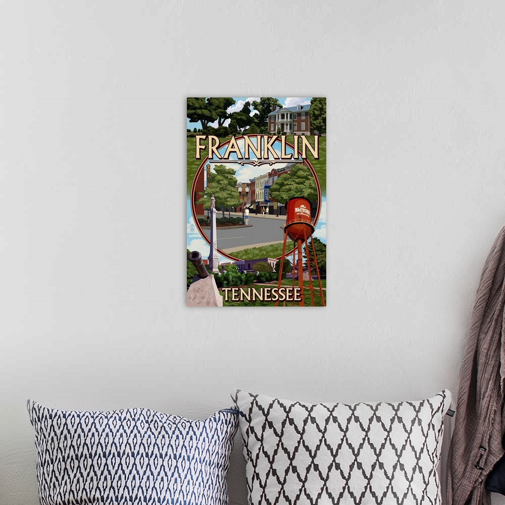 A bohemian room featuring Franklin, Tennessee - Montage: Retro Travel Poster