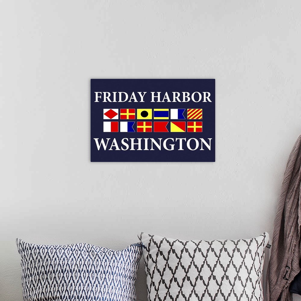 A bohemian room featuring Friday Harbor, Washington - Nautical Flags Poster